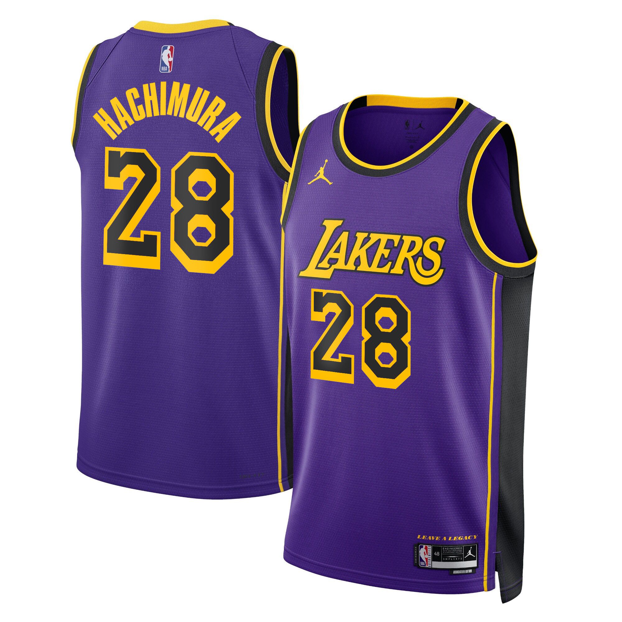 Men Los Angeles Lakers #28 Hachimura Purple 2025 Jordan Edition Swingman NBA Jersey